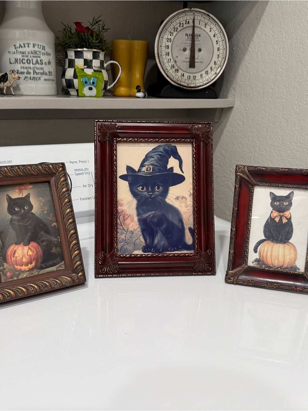 3 Vintage Black Cat Halloween Picture Frames - Picture 3 of 16